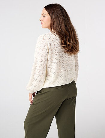 MS MODE Pull Pull ajouré avec motif cœurs
