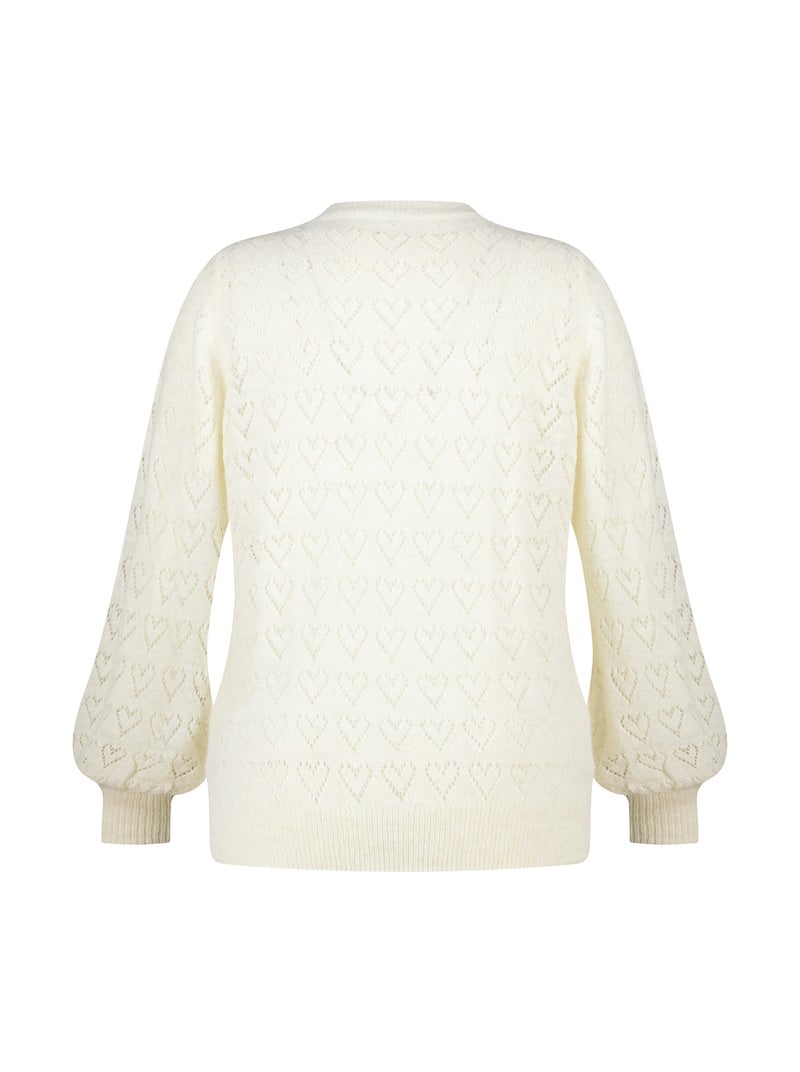 MS MODE Pull Pull ajouré avec motif cœurs Blanc cassé - Kiabi