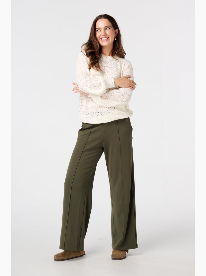 MS MODE Pull Pull ajouré avec motif cœurs Blanc cassé - Kiabi