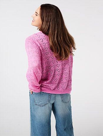 MS MODE Pull Pull ajouré avec motif cœurs