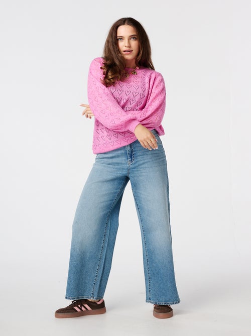 MS MODE Pull Pull ajouré avec motif cœurs - Kiabi