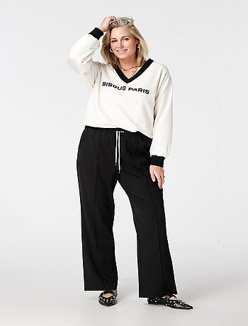 MS MODE Pull Pull avec col en V et poignets contrastants