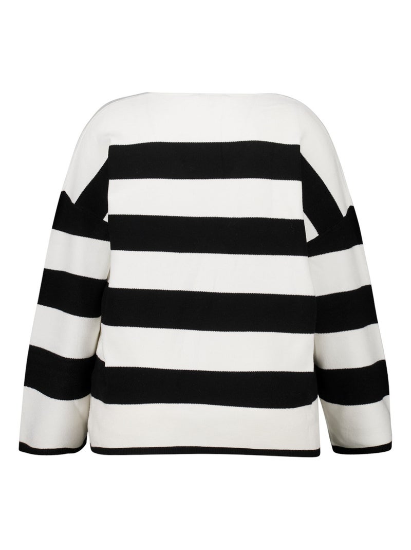 MS MODE Pull Pull avec col en V Gris Noir - Kiabi