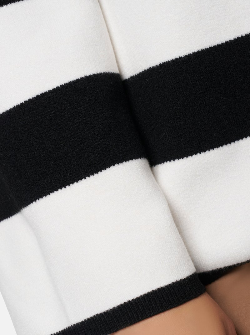 MS MODE Pull Pull avec col en V Gris Noir - Kiabi