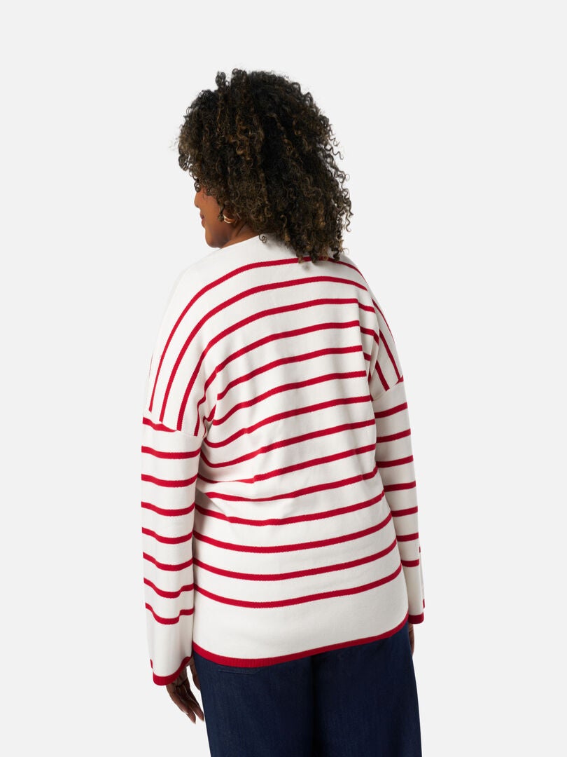 MS MODE Pull Pull avec col en V - Rouge - Kiabi - nu€