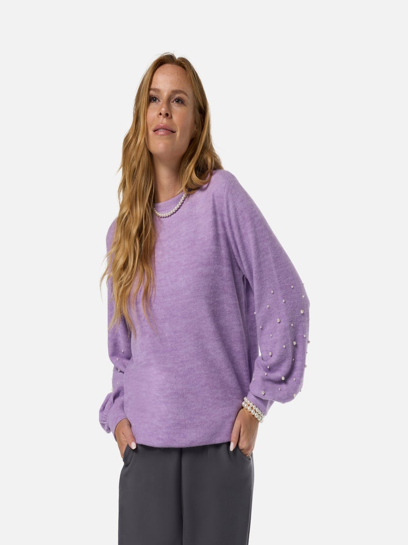 MS MODE Pull Pull avec des perles Violet clair - Kiabi