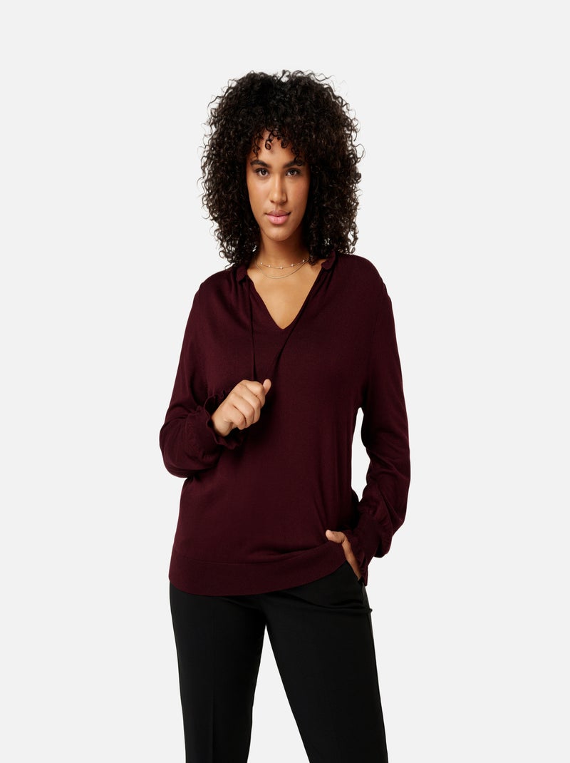 MS MODE Pull Pull avec détails Rouge bordeaux - Kiabi