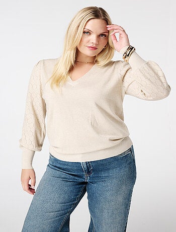 MS MODE Pull Pull avec détails sur les manches