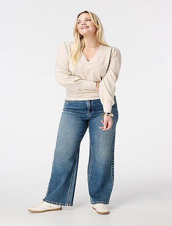 MS MODE Pull Pull avec détails sur les manches