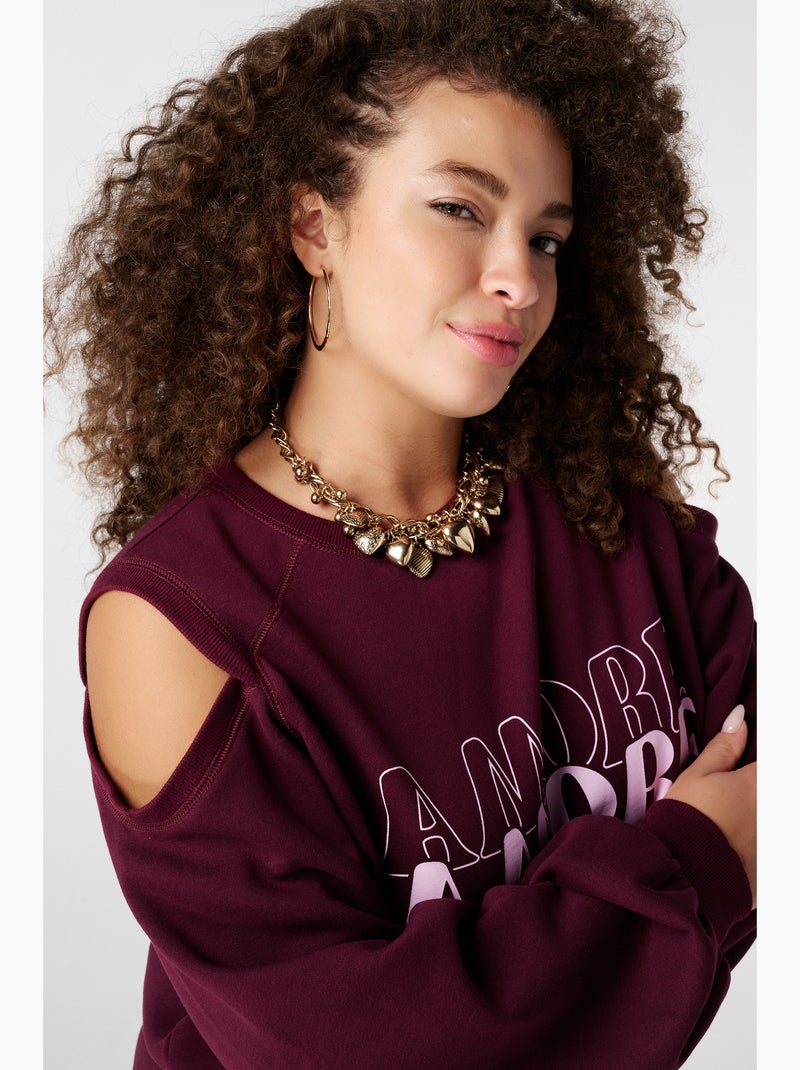 MS MODE Pull Pull avec épaule découpée Rouge bordeaux - Kiabi