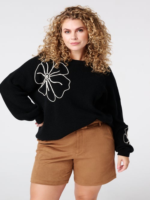MS MODE Pull Pull avec fleurs brodées - Kiabi