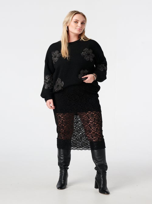 MS MODE Pull Pull avec fleurs douces en lurex - Kiabi