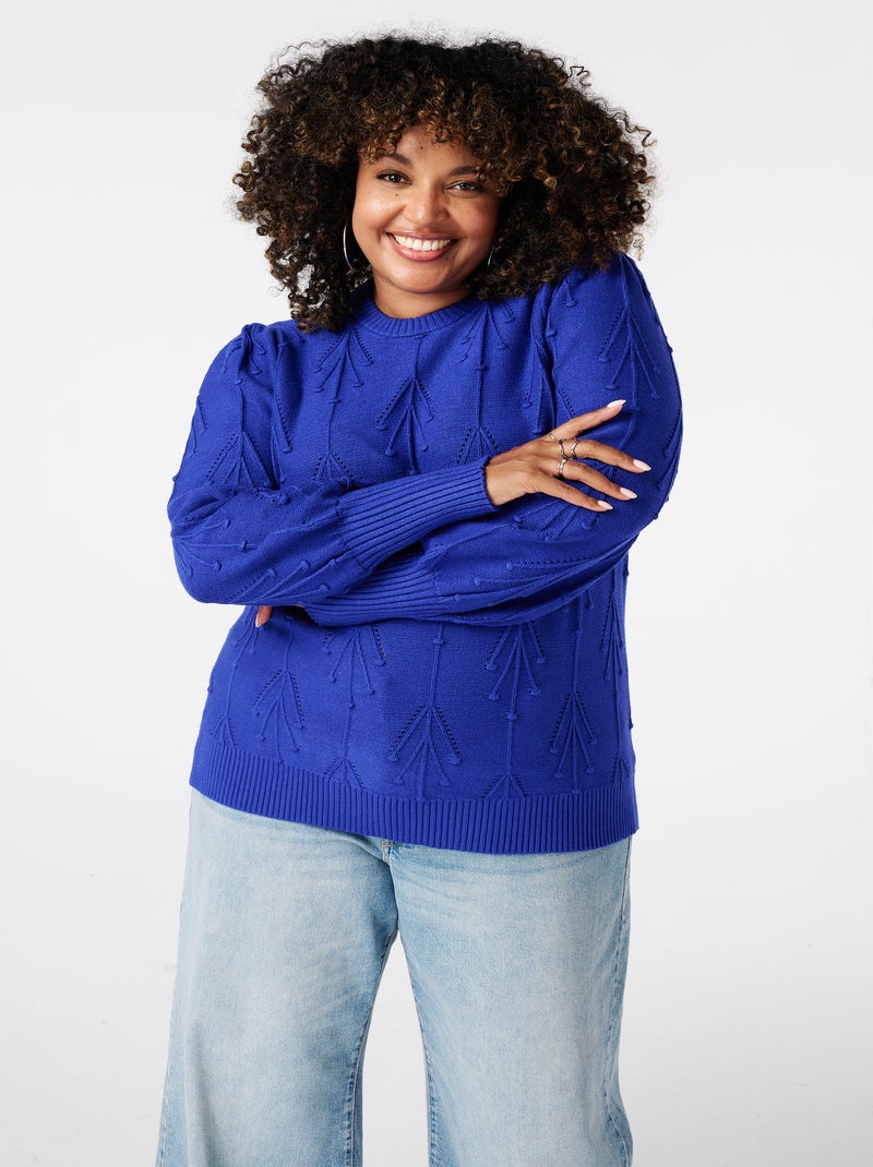 MS MODE Pull Pull avec imprimé brodé Bleu cobalt - Kiabi