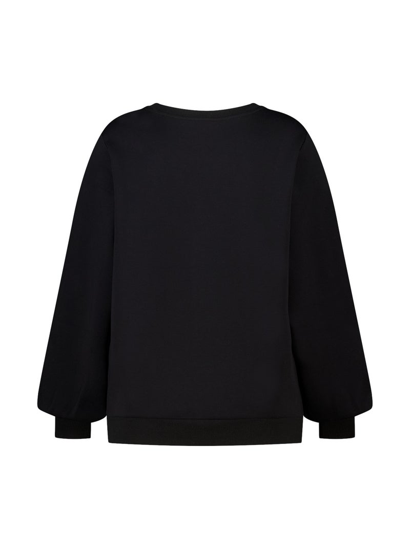 MS MODE Pull Pull avec manches ballon et rayures sportives Noir - Kiabi