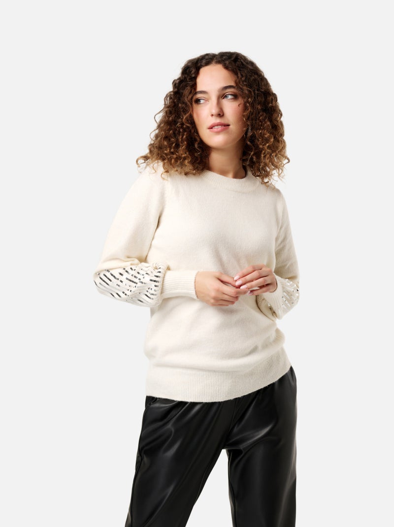 MS MODE Pull Pull avec paillettes sur les manches Gold - Kiabi