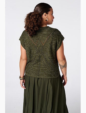MS MODE Pull Pull en crochet à manches courtes