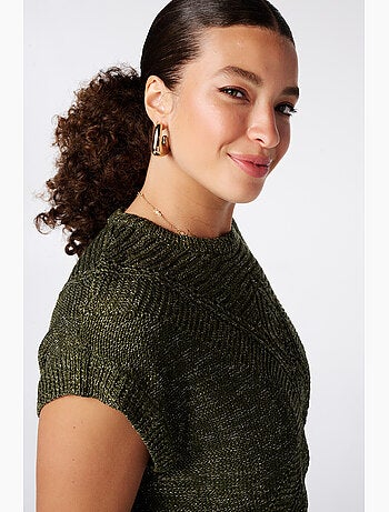 MS MODE Pull Pull en crochet à manches courtes