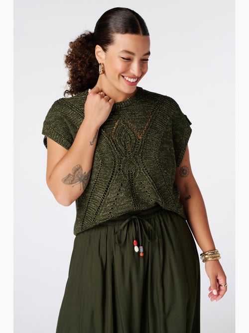 Ms Mode Pull pull en crochet à manches courtes - Kiabi