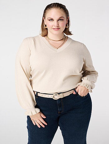 MS MODE Pull Pull en lurex avec manches volantées