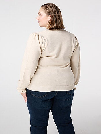 MS MODE Pull Pull en lurex avec manches volantées