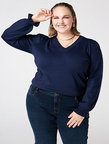 MS MODE Pull Pull en lurex avec manches volantées