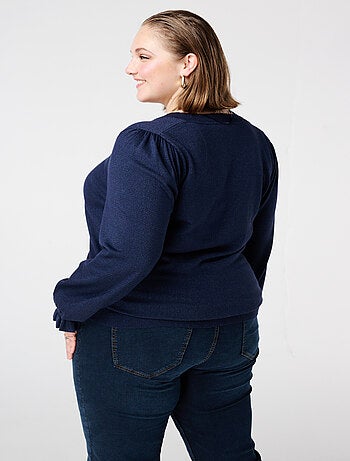 MS MODE Pull Pull en lurex avec manches volantées