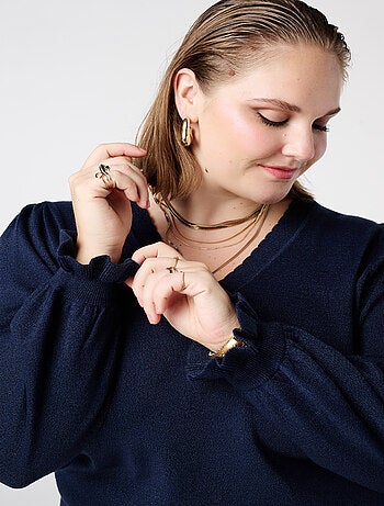 MS MODE Pull Pull en lurex avec manches volantées