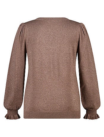 MS MODE Pull Pull en lurex avec manches volantées