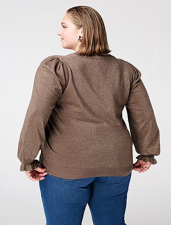 MS MODE Pull Pull en lurex avec manches volantées