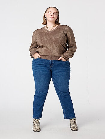 MS MODE Pull Pull en lurex avec manches volantées