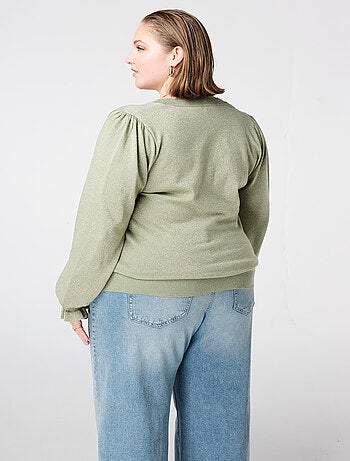 MS MODE Pull Pull en lurex avec manches volantées