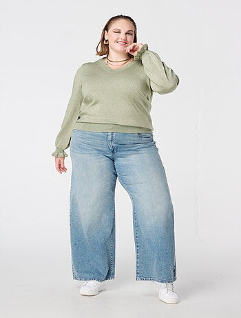 MS MODE Pull Pull en lurex avec manches volantées