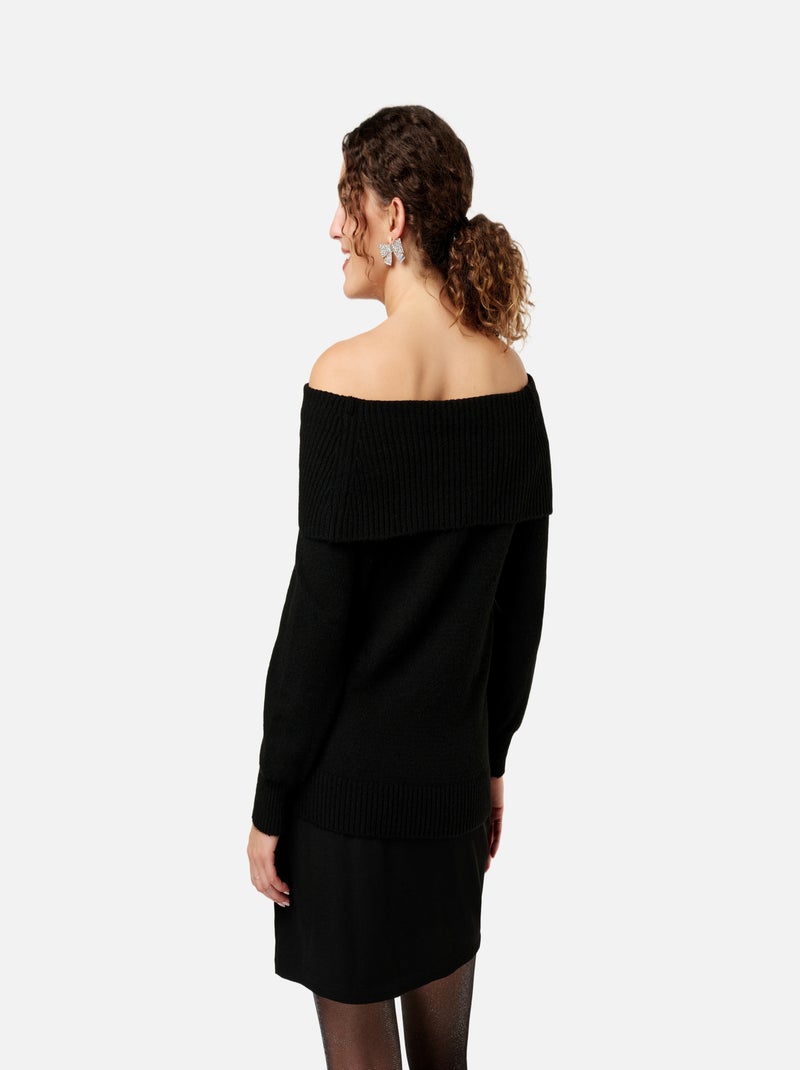 MS MODE Pull Pull en maille à épaules dénudées Noir - Kiabi
