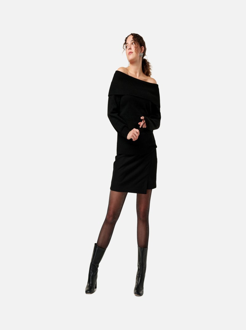 MS MODE Pull Pull en maille à épaules dénudées Noir - Kiabi