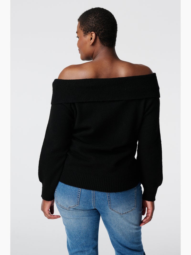 MS MODE Pull Pull en maille à épaules dénudées Noir - Kiabi