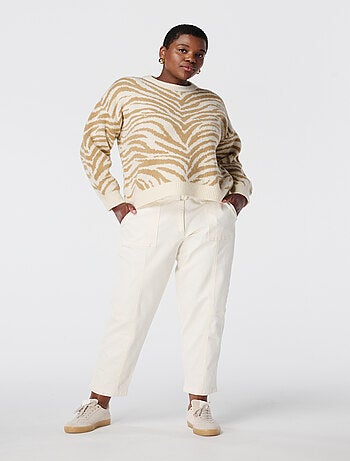 MS MODE Pull Pull en maille à rayures zébrées