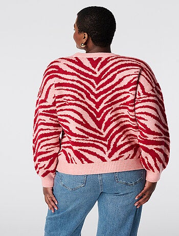 MS MODE Pull Pull en maille à rayures zébrées