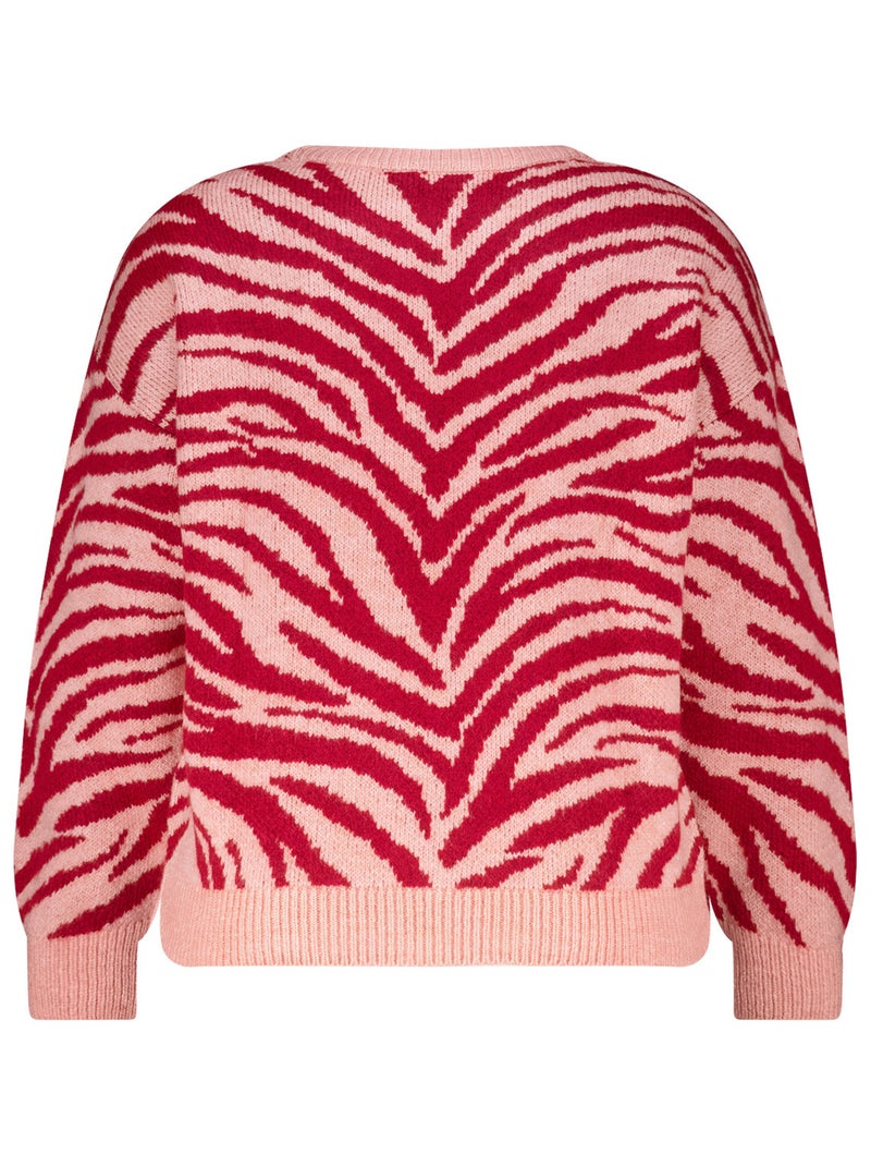 MS MODE Pull Pull en maille à rayures zébrées Rose saumon - Kiabi