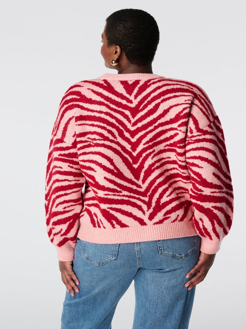 MS MODE Pull Pull en maille à rayures zébrées Rose saumon - Kiabi