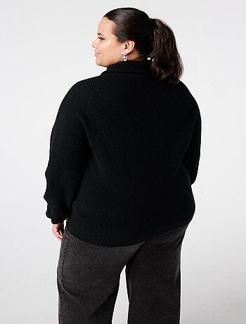 MS MODE Pull Pull en maille avec fermeture éclair et col rabattu