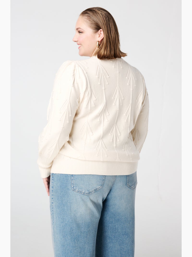 MS MODE Pull Pull en maille avec motif Blanc cassé - Kiabi