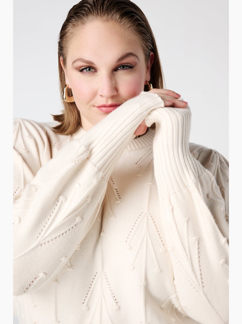 MS MODE Pull Pull en maille avec motif Blanc cassé - Kiabi