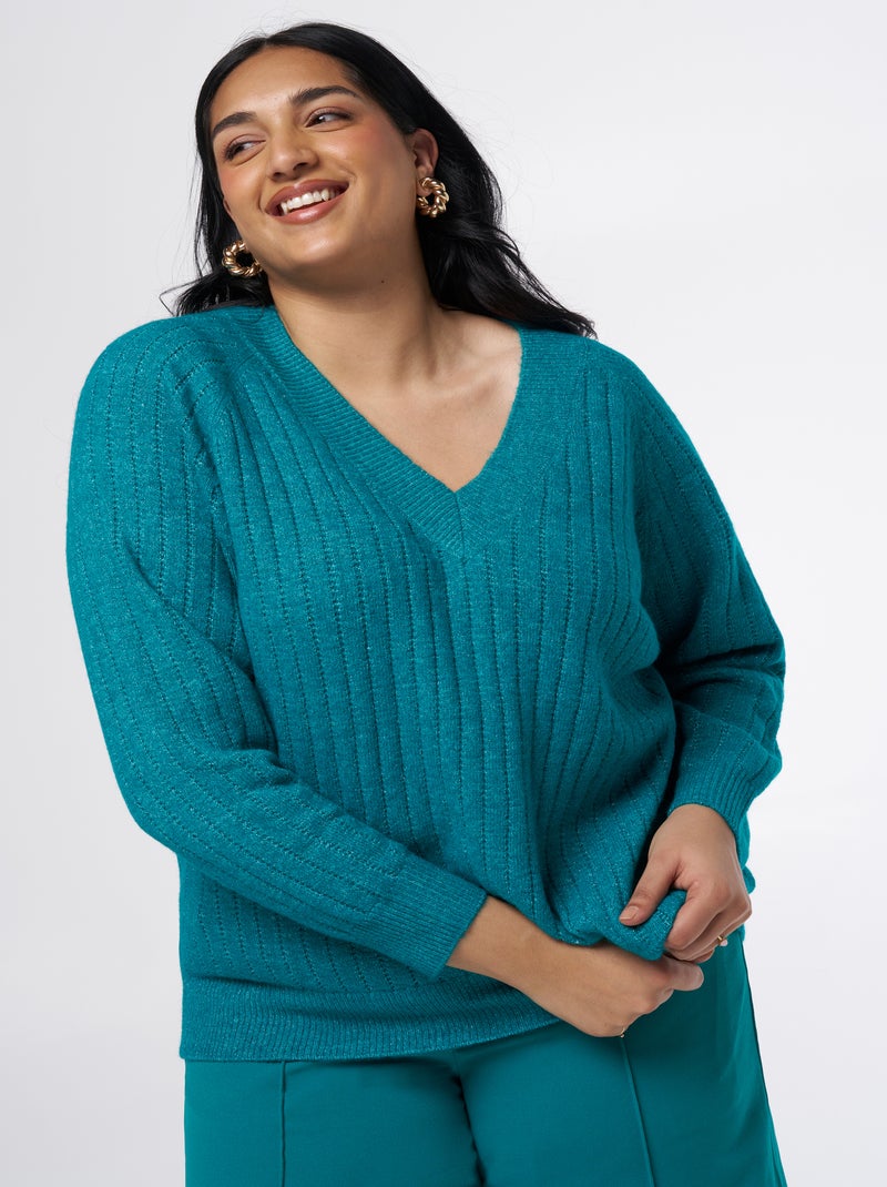 MS MODE Pull Pull en maille texturée Bleu azur - Kiabi