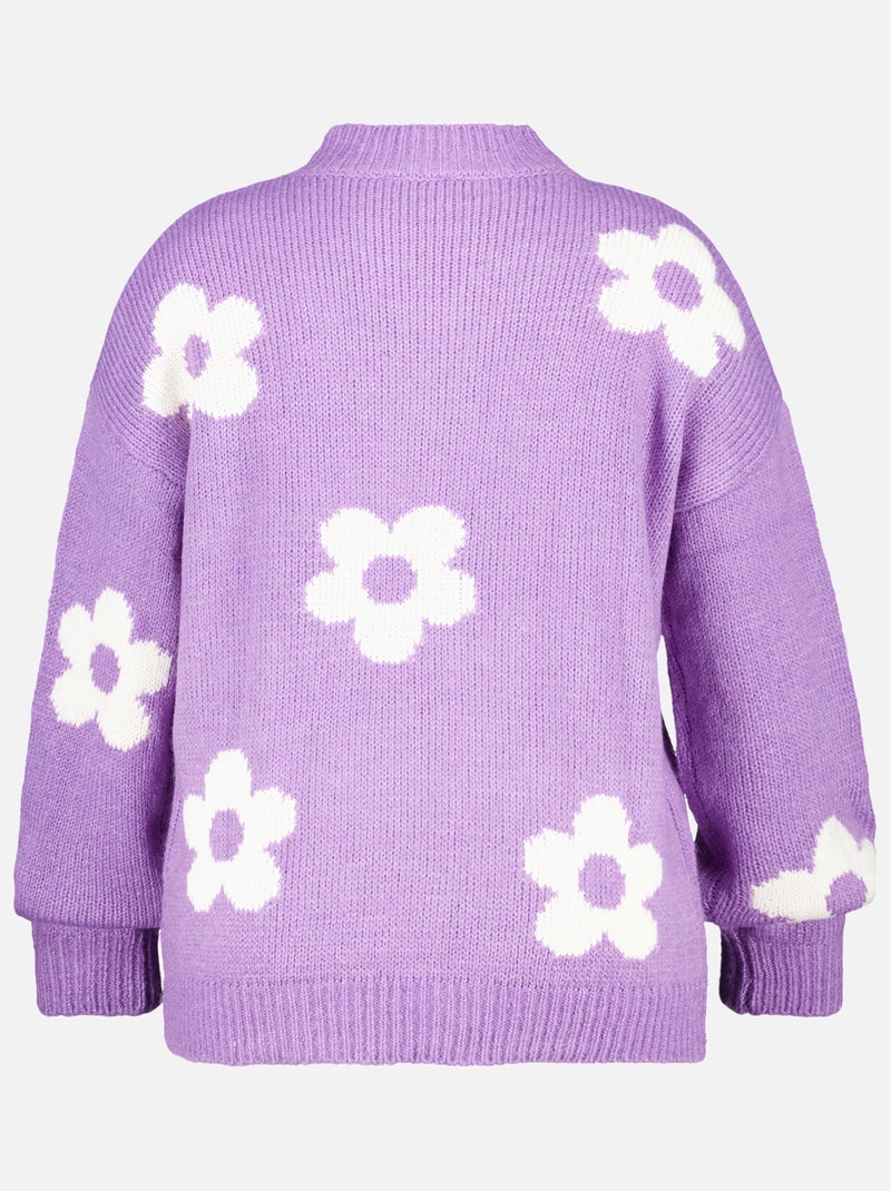 MS MODE Pull Pull en tricot avec des fleurs Violet clair - Kiabi