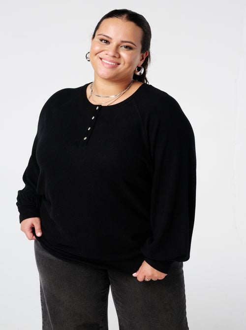 MS MODE Pull Pull en velours avec boutons strass - Kiabi