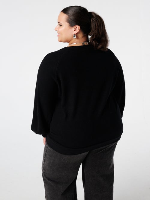 MS MODE Pull Pull en velours avec boutons strass - Kiabi