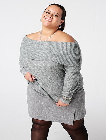 MS MODE Pull Pull épaules dénudées à motif torsadé