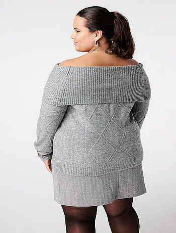 MS MODE Pull Pull épaules dénudées à motif torsadé