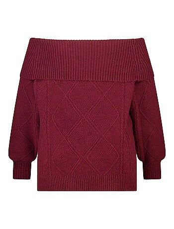 MS MODE Pull Pull épaules dénudées à motif torsadé