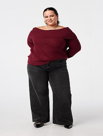 MS MODE Pull Pull épaules dénudées à motif torsadé